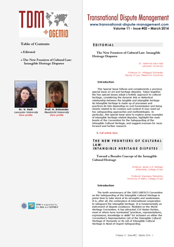 TDM 2 (2014 - The New Frontiers of Cultural Law: Intangible Heritage Disputes