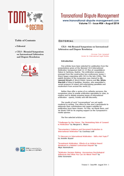 TDM 4 (2014 - CILS - 8th Biennial Symposium on International Arbitration and Dispute Resolution