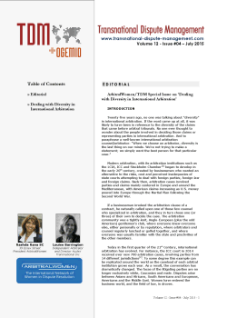 TDM 4 (2015) - ArbitralWomen/TDM Special: 'Dealing with Diversity in International Arbitration'