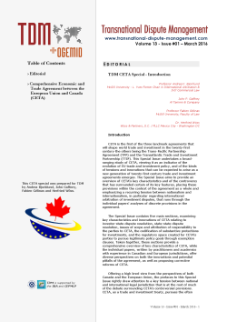 TDM 1 (2016 - Comprehensive Economic and Trade Agreement between the European Union and Canada (CETA)