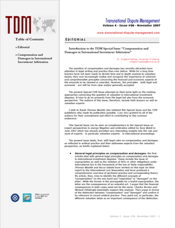 TDM 6 (2007 - Compensation and Damages in International Investment Arbitration