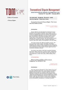 TDM 1 (2013 - Aligning Human Rights and Investment Protection