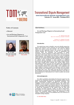 TDM 5 (2013 - Art and Heritage Disputes in International and Comparative Law