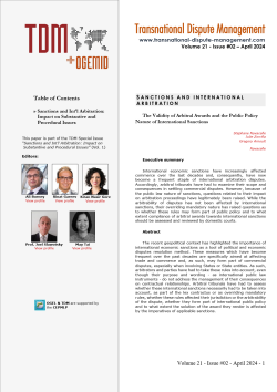 TDM 2 (2024 - Sanctions and International Arbitration: Impact on Substantive and Procedural Issues