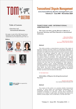 TDM 4 (2024 - Sanctions and International Arbitration: Impact on Substantive and Procedural Issues