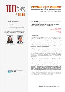 TDM 1 (2026 - Cryptocurrencies and Other Digital Assets in Arbitration
